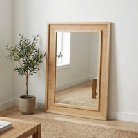 VanityFus 30-in W 20-in H Rectangle Natural Wood Framed Bathroom Vanity Mirror Wall Mirror