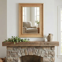 VanityFus 30-in W 20-in H Rectangle Natural Wood Framed Bathroom Vanity Mirror Wall Mirror