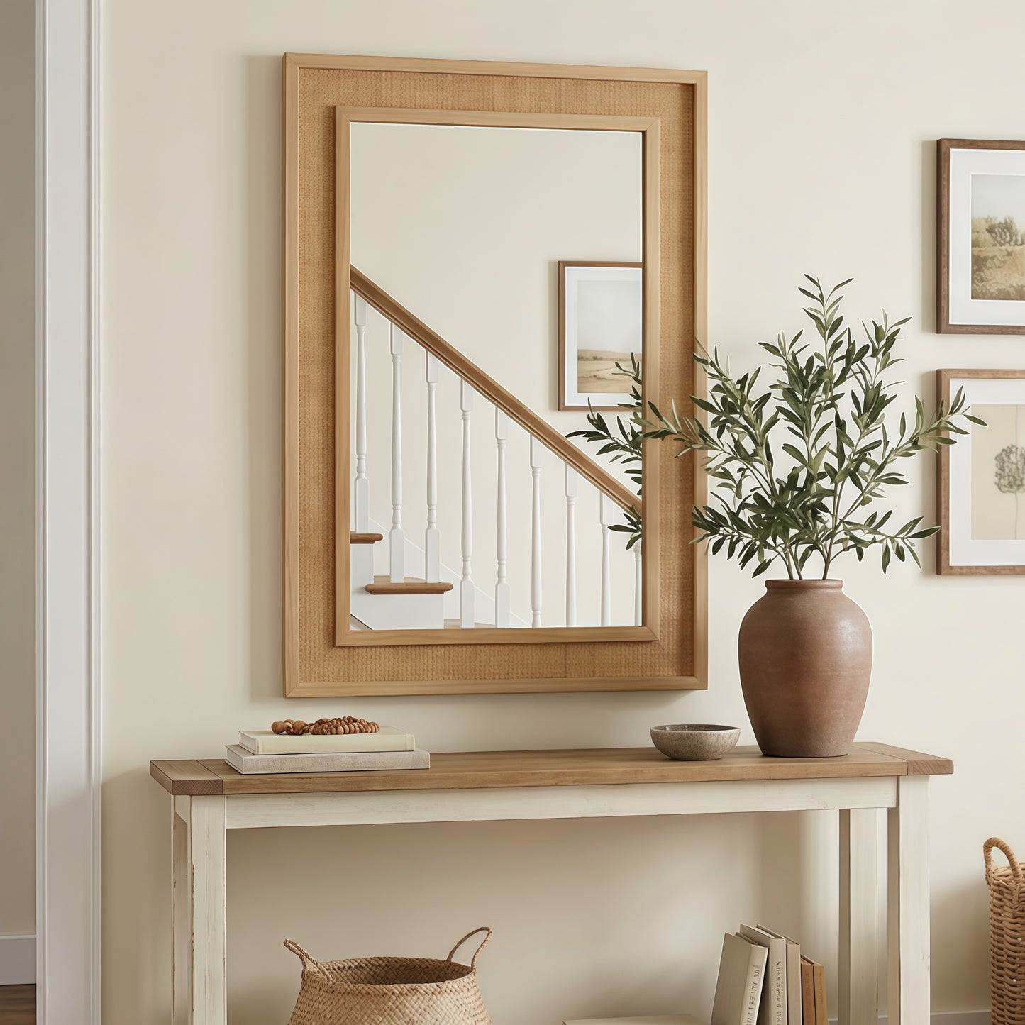 VanityFus 30-in W 20-in H Rectangle Natural Wood Framed Bathroom Vanity Mirror Wall Mirror