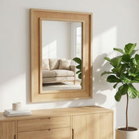 VanityFus 30-in W 20-in H Rectangle Natural Wood Framed Bathroom Vanity Mirror Wall Mirror