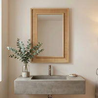 VanityFus 30-in W 20-in H Rectangle Natural Wood Framed Bathroom Vanity Mirror Wall Mirror