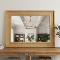 VanityFus 30-in W 20-in H Rectangle Natural Wood Framed Bathroom Vanity Mirror Wall Mirror