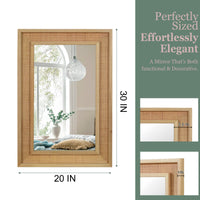 VanityFus 30-in W 20-in H Rectangle Natural Wood Framed Bathroom Vanity Mirror Wall Mirror