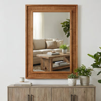 VanityFus 30-in W 20-in H Rectangle Yellowish-Brown Framed Bathroom Vanity Mirror Wall Mirror