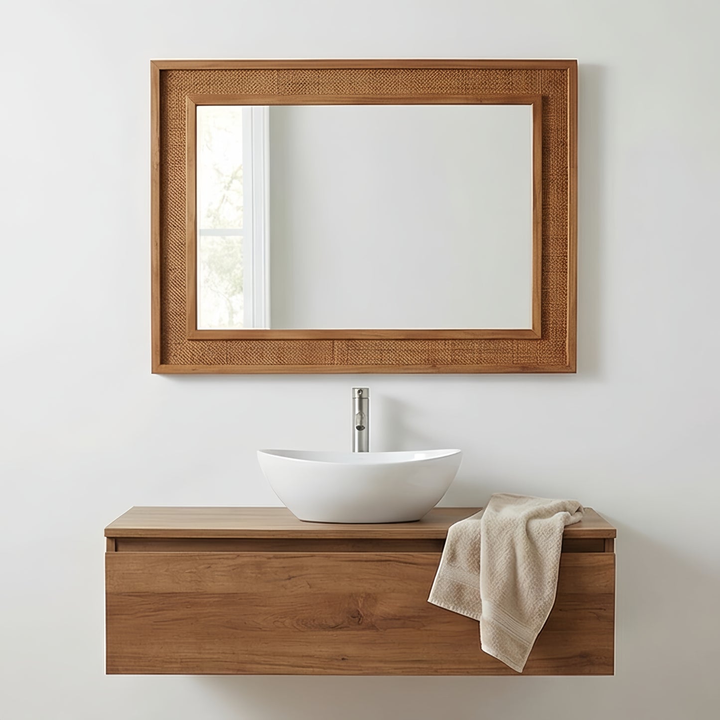 VanityFus 30-in W 20-in H Rectangle Yellowish-Brown Framed Bathroom Vanity Mirror Wall Mirror