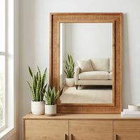 VanityFus 30-in W 20-in H Rectangle Yellowish-Brown Framed Bathroom Vanity Mirror Wall Mirror