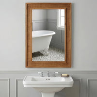 VanityFus 30-in W 20-in H Rectangle Yellowish-Brown Framed Bathroom Vanity Mirror Wall Mirror