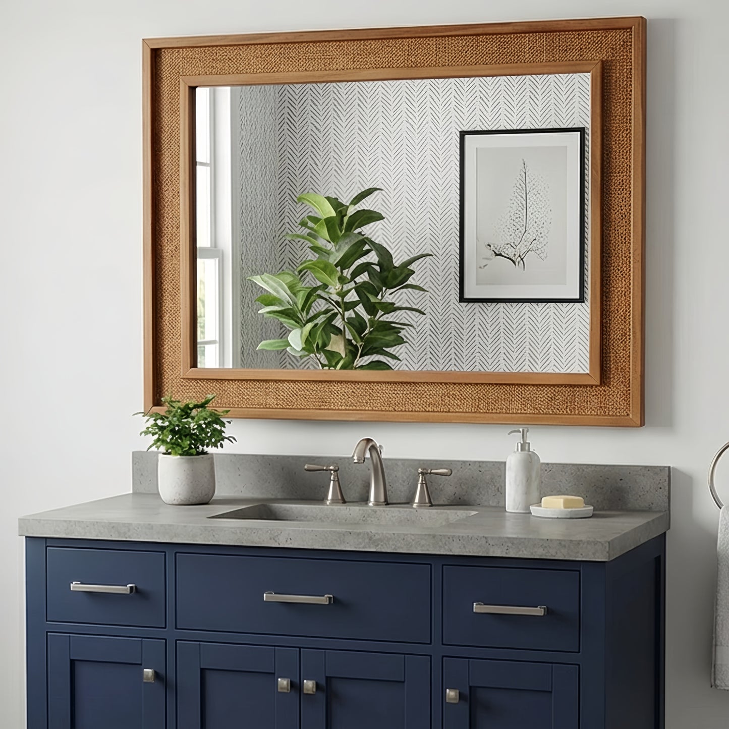 VanityFus 30-in W 20-in H Rectangle Yellowish-Brown Framed Bathroom Vanity Mirror Wall Mirror