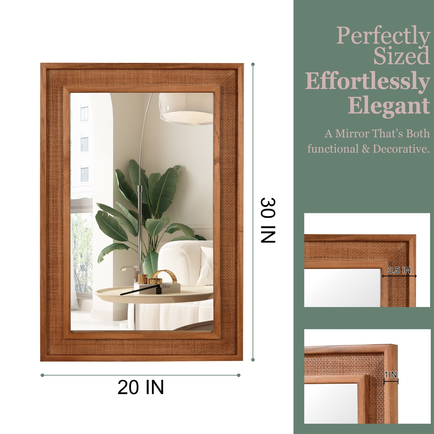 VanityFus 30-in W 20-in H Rectangle Yellowish-Brown Framed Bathroom Vanity Mirror Wall Mirror