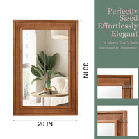 VanityFus 30-in W 20-in H Rectangle Yellowish-Brown Framed Bathroom Vanity Mirror Wall Mirror