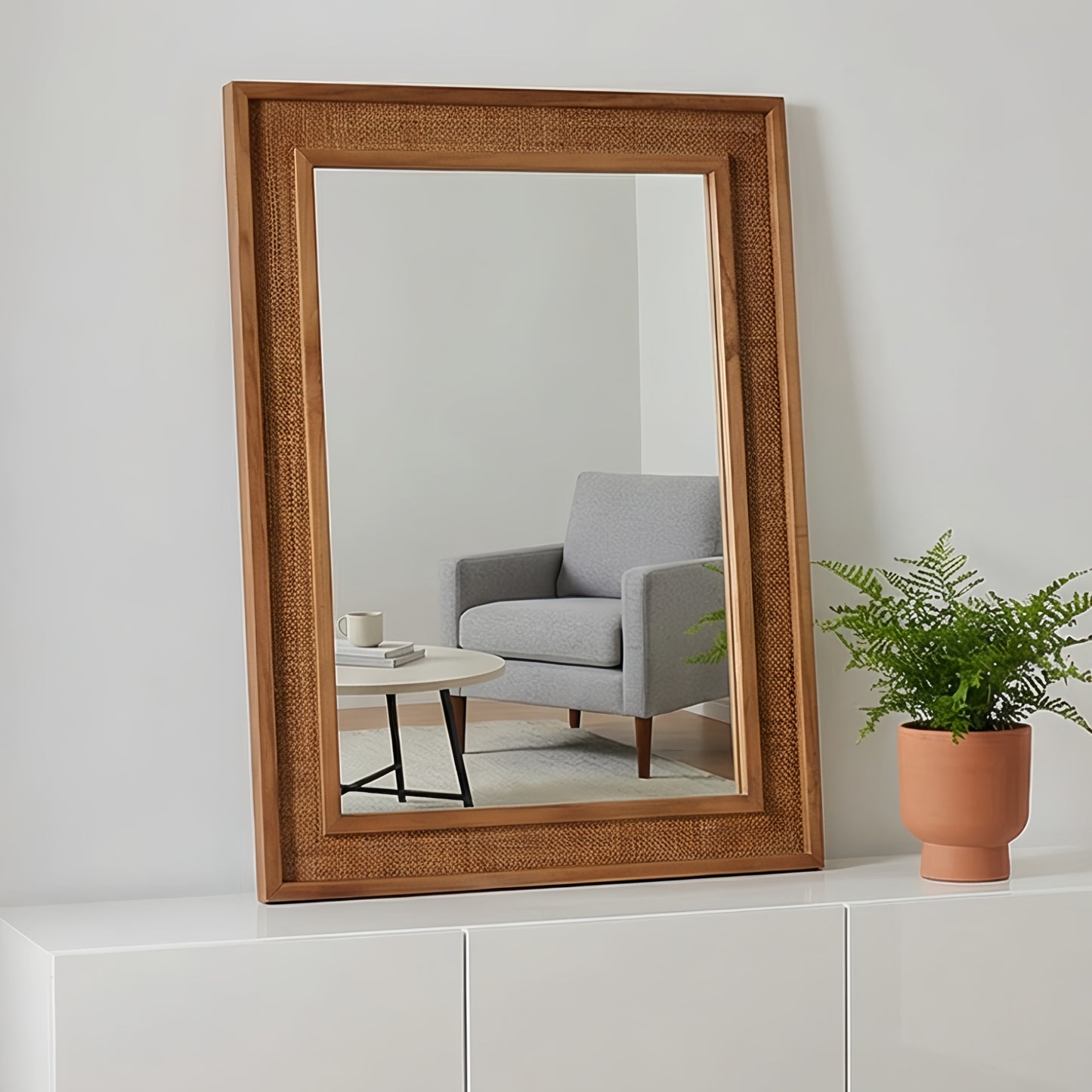 VanityFus 30-in W 20-in H Rectangle Yellowish-Brown Framed Bathroom Vanity Mirror Wall Mirror