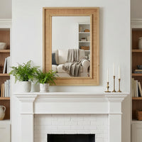 VanityFus 36-in W 24-in H Rectangle Natural Wood Framed Bathroom Vanity Mirror Wall Mirror