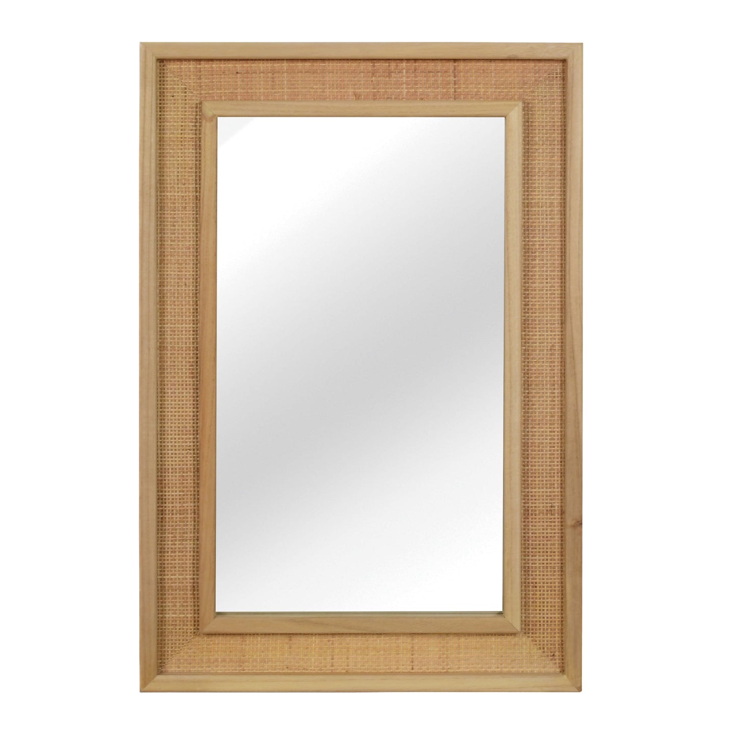 VanityFus 36-in W 24-in H Rectangle Natural Wood Framed Bathroom Vanity Mirror Wall Mirror
