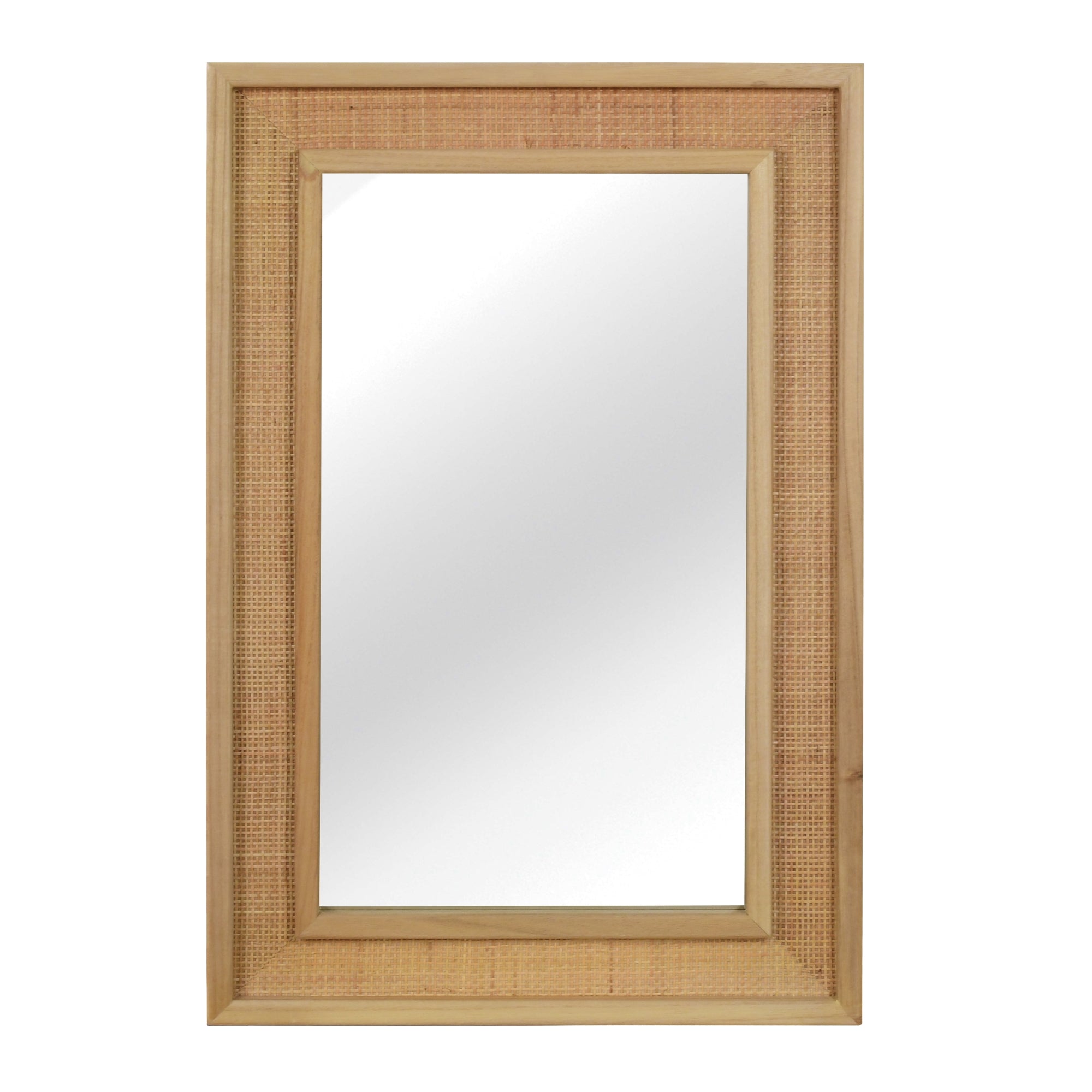 VanityFus 36-in W 24-in H Rectangle Natural Wood Framed Bathroom Vanity Mirror Wall Mirror