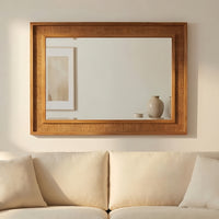 VanityFus 36-in W 24-in H Rectangle Yellowish-Brown Framed Bathroom Vanity Mirror Wall Mirror