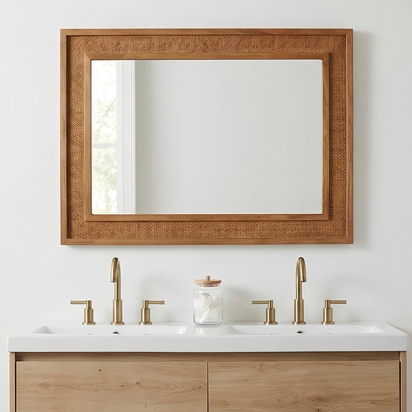 VanityFus 36-in W 24-in H Rectangle Yellowish-Brown Framed Bathroom Vanity Mirror Wall Mirror