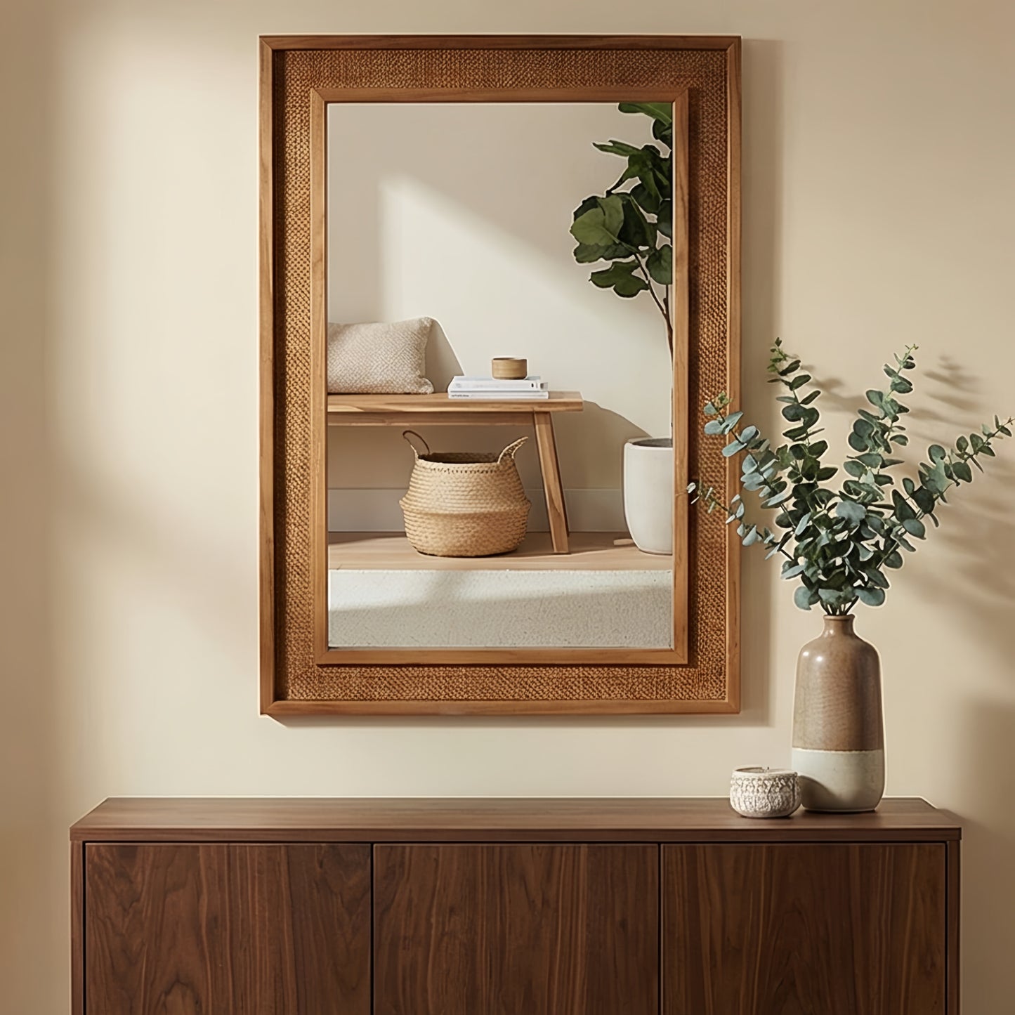 VanityFus 36-in W 24-in H Rectangle Yellowish-Brown Framed Bathroom Vanity Mirror Wall Mirror
