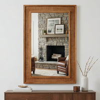 VanityFus 36-in W 24-in H Rectangle Yellowish-Brown Framed Bathroom Vanity Mirror Wall Mirror