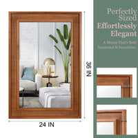 VanityFus 36-in W 24-in H Rectangle Yellowish-Brown Framed Bathroom Vanity Mirror Wall Mirror