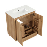 VanityFus 28.6-in Wood Bathroom Vanity Single Sink Combo with Ceramic Top Undermount 2 doors 1 drawer Adjustable Shelves