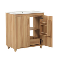 VanityFus 28.6-in Wood Bathroom Vanity Single Sink Combo with Ceramic Top Undermount 2 doors 1 drawer Adjustable Shelves