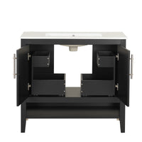 VanityFus 28.6-in Black Bathroom Vanity Single Sink Combo Undermount with Ceramic Top 2 doors 2 drawers