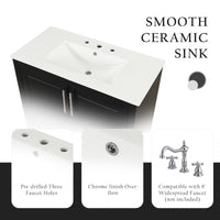 VanityFus 28.6-in Black Bathroom Vanity Single Sink Combo Undermount with Ceramic Top 2 doors 2 drawers