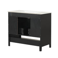 VanityFus 28.6-in Black Bathroom Vanity Single Sink Combo Undermount with Ceramic Top 2 doors 2 drawers