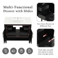 VanityFus 28.6-in Black Bathroom Vanity Single Sink Combo Undermount with Ceramic Top 2 doors 2 drawers