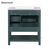 VanityFus 30-in Bathroom Green Vanity Single Sink Combo with Ceramic White Top 1 Soft-Close Doors 3 drawer