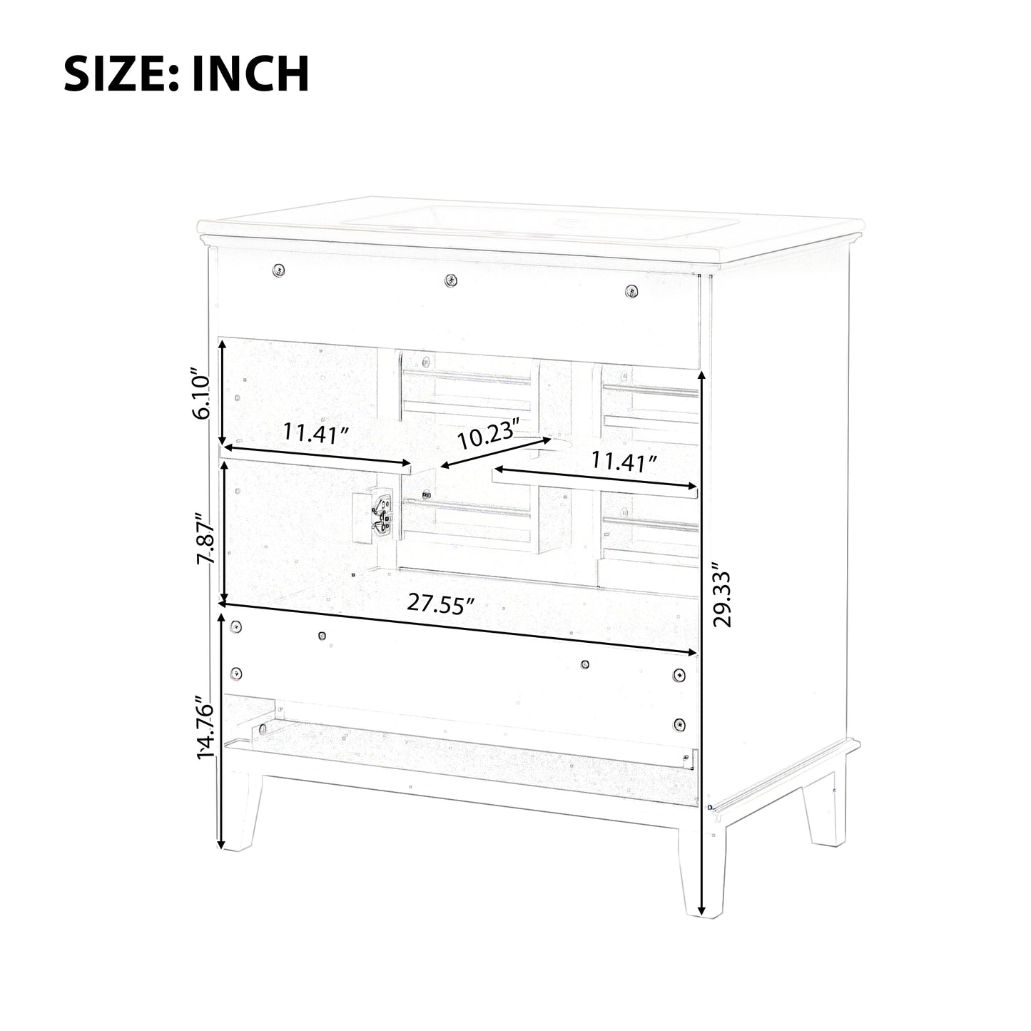 VanityFus 28.6-in Black Bathroom Vanity Single Sink Combo with Ceramic Top Undermount 2 doors 1 drawer Adjustable Shelves