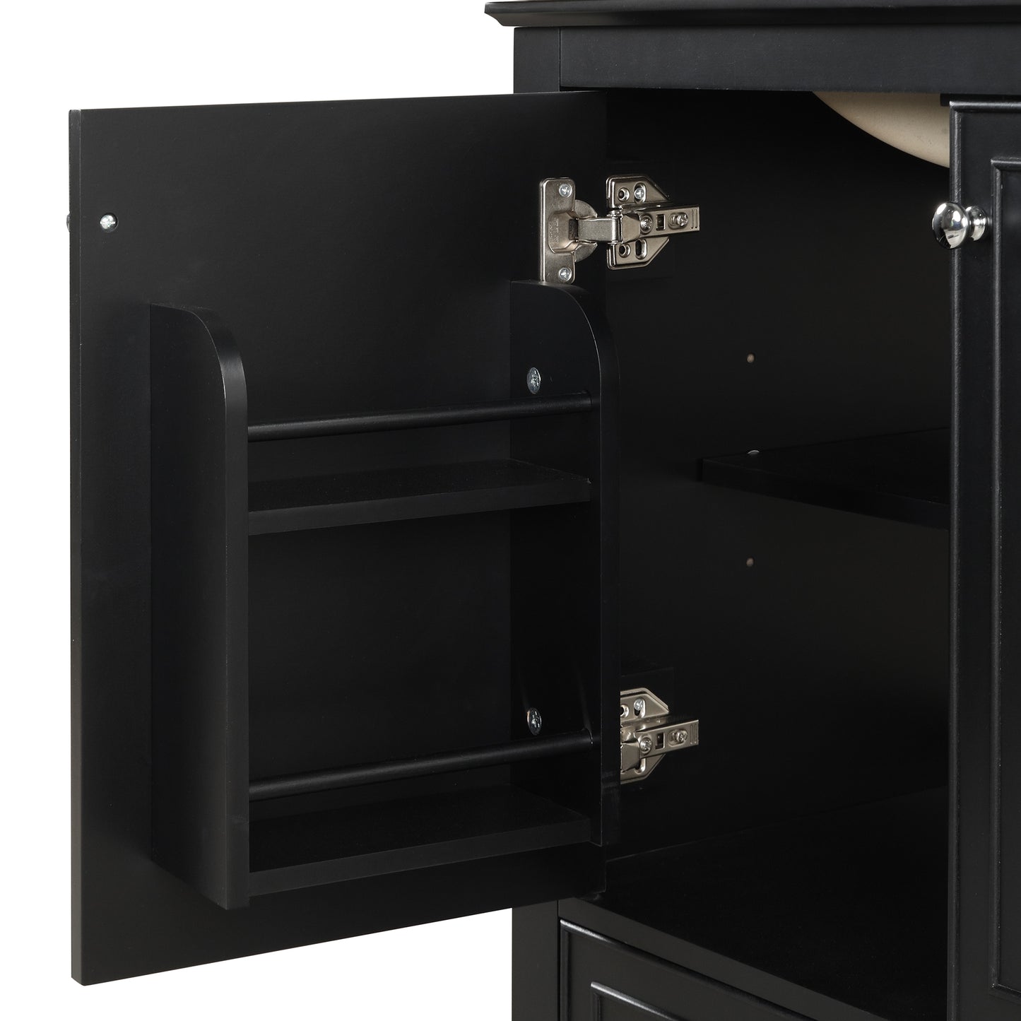 VanityFus 28.6-in Black Bathroom Vanity Single Sink Combo with Ceramic Top Undermount 2 doors 1 drawer Adjustable Shelves