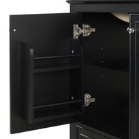 VanityFus 28.6-in Black Bathroom Vanity Single Sink Combo with Ceramic Top Undermount 2 doors 1 drawer Adjustable Shelves