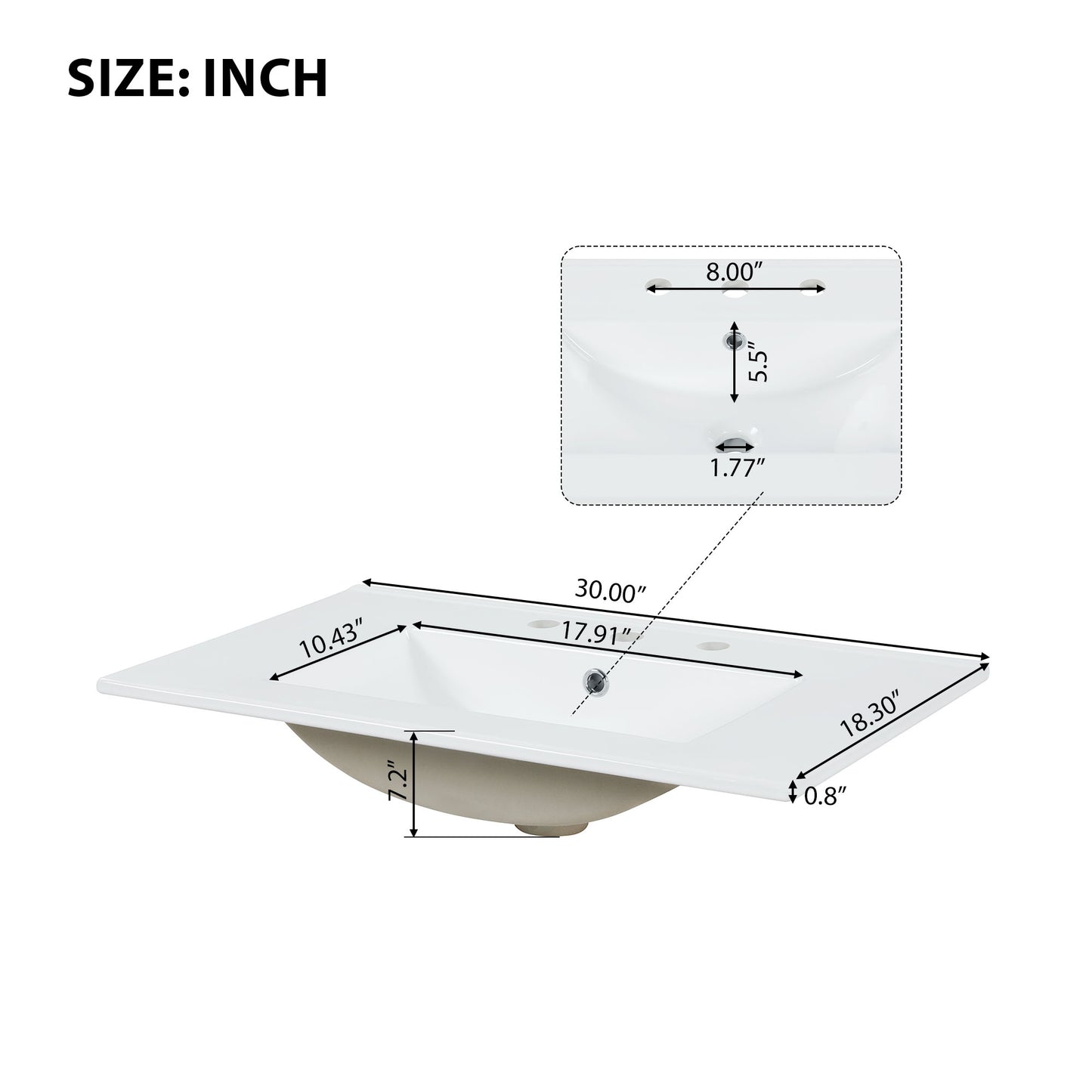 VanityFus 28.6-in Black Bathroom Vanity Single Sink Combo with Ceramic Top Undermount 2 doors 1 drawer Adjustable Shelves