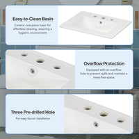 VanityFus 24.2-in Bathroom Vanity White Single Sink Combo with Ceramic Top 2 Soft-Close Doors 1 drawer