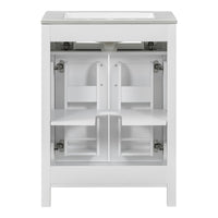 VanityFus 24.2-in Bathroom Vanity White Single Sink Combo with Ceramic Top 2 Soft-Close Doors 1 drawer