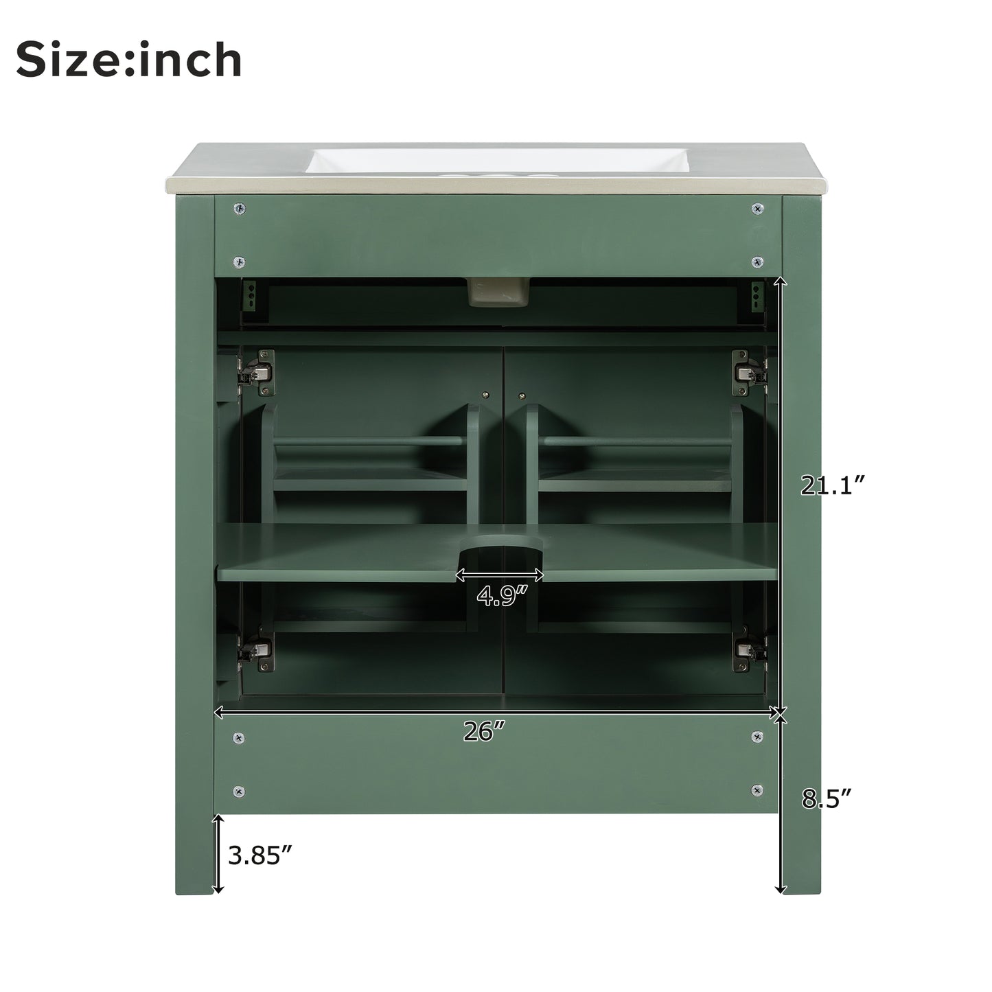 VanityFus 30-in Bathroom Green Vanity Single Sink Combo with Ceramic White Top 2 Soft-Close Doors 1 drawer