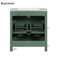 VanityFus 30-in Bathroom Green Vanity Single Sink Combo with Ceramic White Top 2 Soft-Close Doors 1 drawer