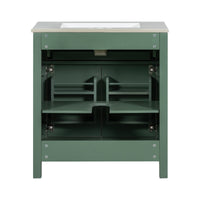 VanityFus 30-in Bathroom Green Vanity Single Sink Combo with Ceramic White Top 2 Soft-Close Doors 1 drawer