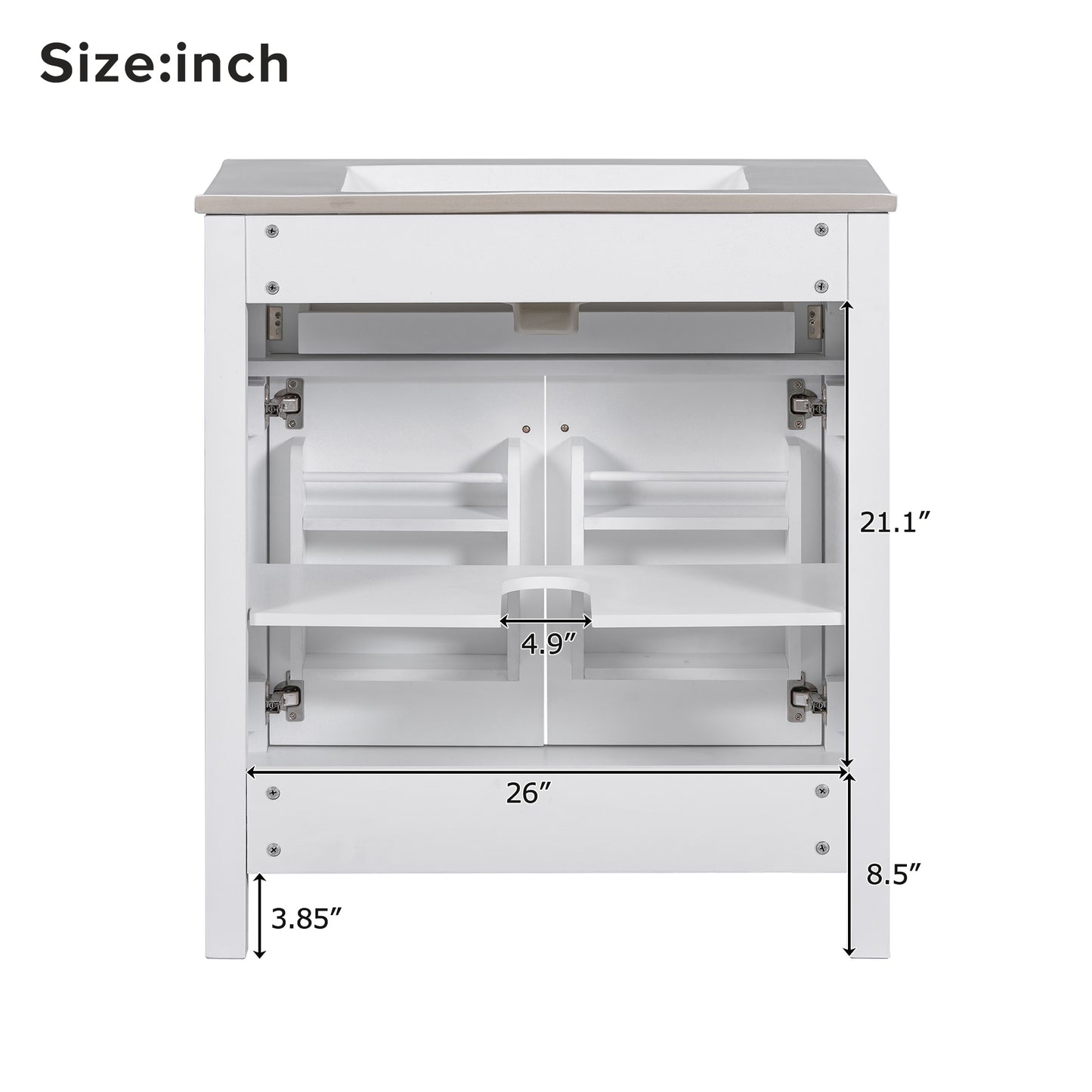 VanityFus 30-in Bathroom Vanity Single Sink Combo with Ceramic White Top 2 Soft-Close Doors 1 drawer