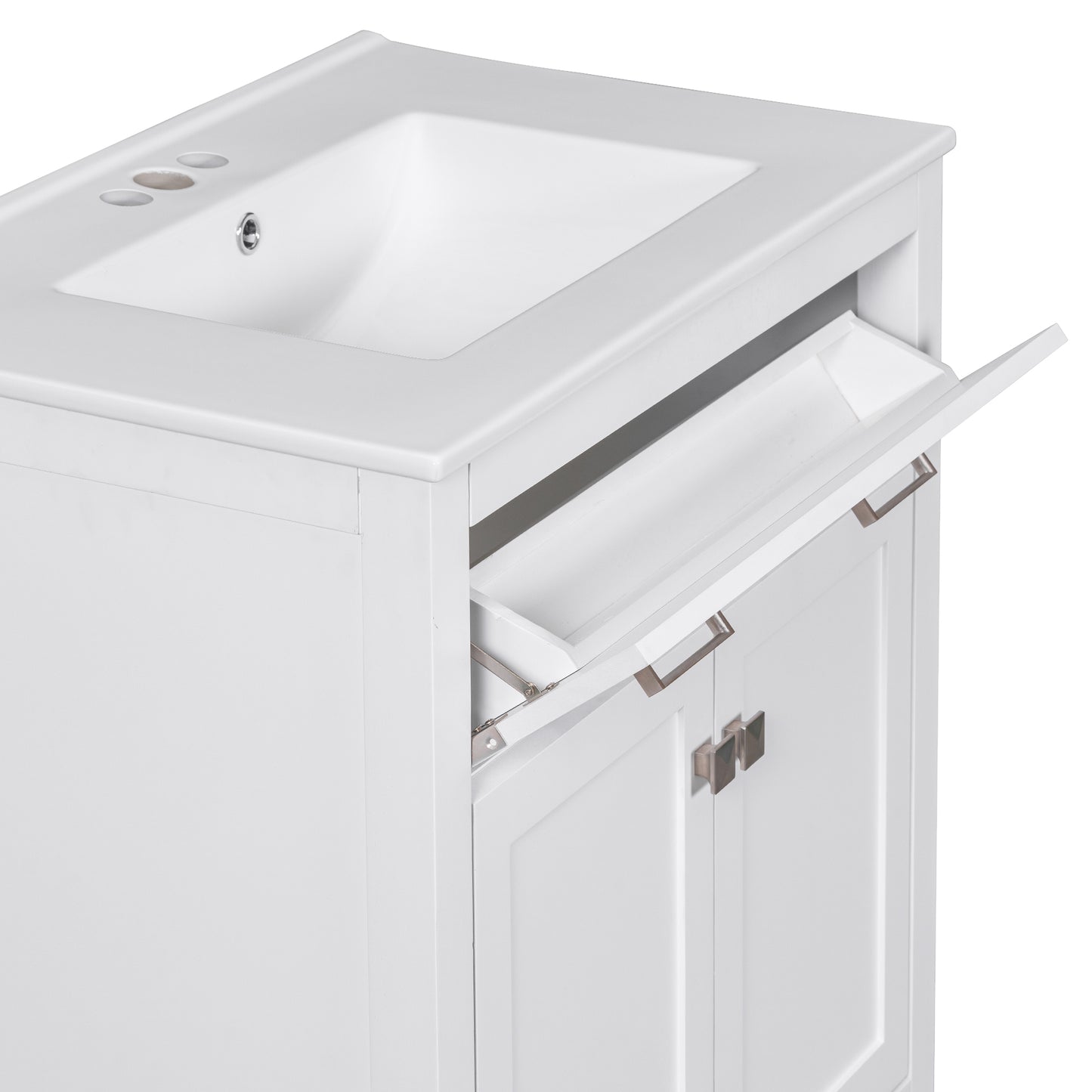 VanityFus 30-in Bathroom Vanity Single Sink Combo with Ceramic White Top 2 Soft-Close Doors 1 drawer