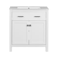 VanityFus 30-in Bathroom Vanity Single Sink Combo with Ceramic White Top 2 Soft-Close Doors 1 drawer