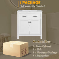 VanityFus 30-in Bathroom Vanity Single Sink Combo with Ceramic White Top 2 Soft-Close Doors 1 drawer