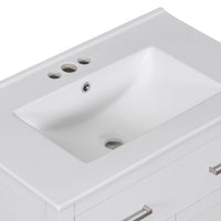 VanityFus 30-in Bathroom Vanity Single Sink Combo with Ceramic White Top 2 Soft-Close Doors 1 drawer