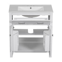 VanityFus 30-in Bathroom Vanity Single Sink Combo with Ceramic White Top 2 Soft-Close Doors 1 drawer