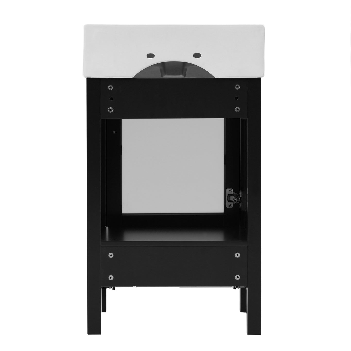 VanityFus 20.28-in Single Sink Combo Bathroom Vanity Black With White Ceramic Top 1 Soft-Close Doors 1 drawer