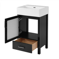 VanityFus 20.28-in Single Sink Combo Bathroom Vanity Black With White Ceramic Top 1 Soft-Close Doors 1 drawer