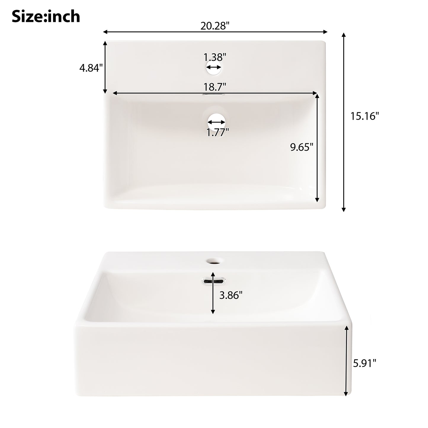 VanityFus 20.28-in Single Sink Combo Bathroom Vanity Black With White Ceramic Top 1 Soft-Close Doors 1 drawer