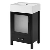 VanityFus 20.28-in Single Sink Combo Bathroom Vanity Black With White Ceramic Top 1 Soft-Close Doors 1 drawer