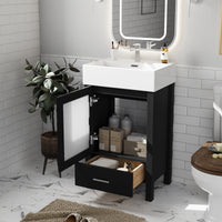 VanityFus 20.28-in Single Sink Combo Bathroom Vanity Black With White Ceramic Top 1 Soft-Close Doors 1 drawer